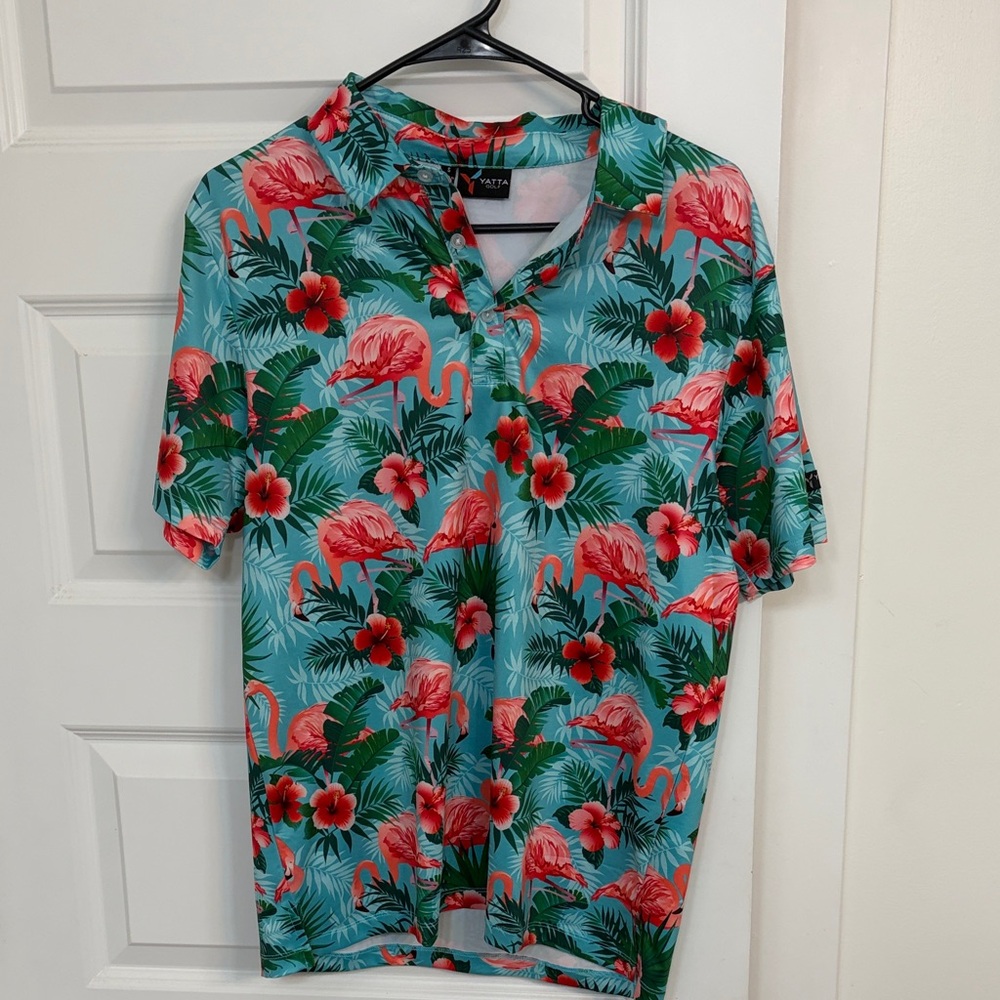 Flamingo and Floral Golf Polo